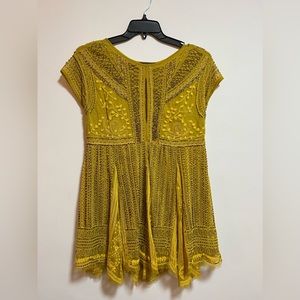 Free people yellow beaded flowy dress